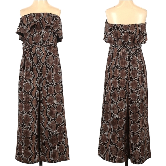 Babaton Python Snake Print Ruffle Flutter Jumpsuit - Picture 4 of 7